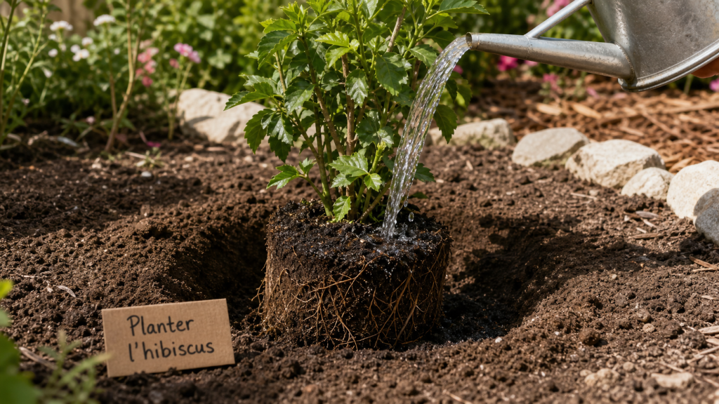 Quand planter un hibiscus en pleine terre : motte et fosse fraîchement préparée