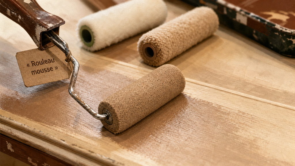 Rouleau en mousse pour quelle peinture : éviter les bulles d’air sur porte en bois