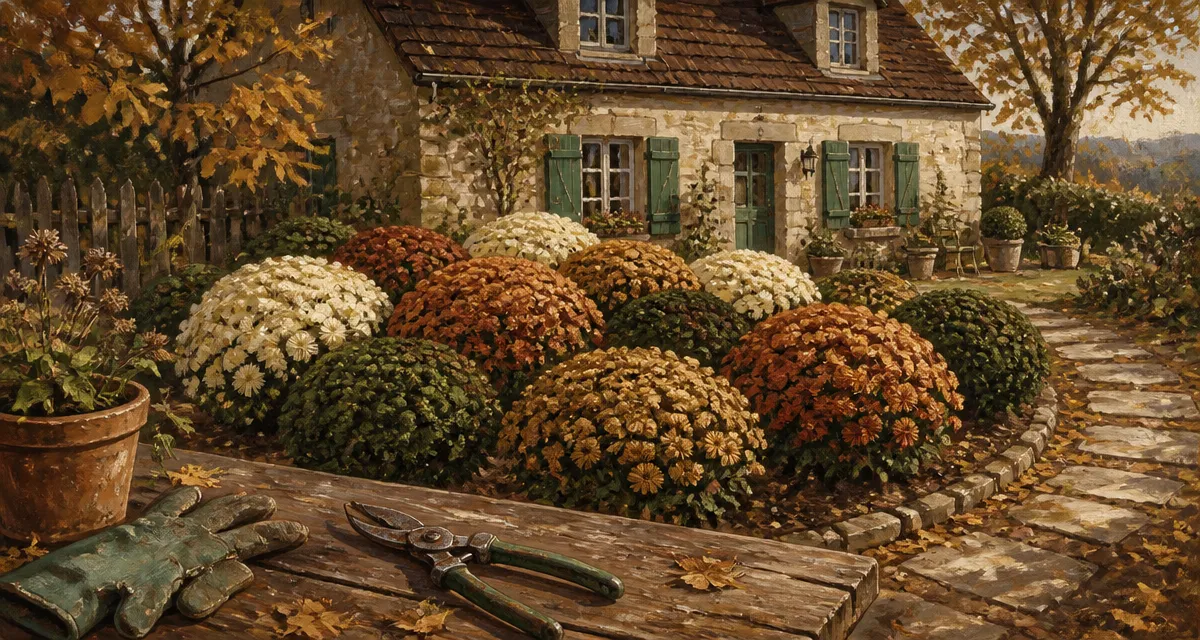 taille chrysanthème massif fleurs automne