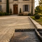 Allée carrossable pas cher en gravier stabilisé, support compacté