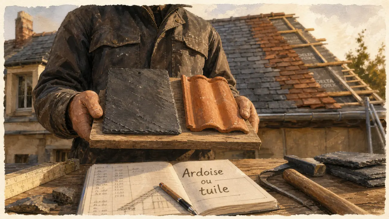 Ardoise tuile sur chantier : budget, pente et charpente