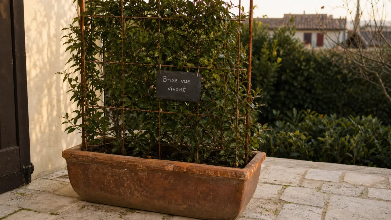 Brise vue plante : palissade de treillis végétalisée pour cacher le vis-à-vis