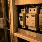 Disjoncteur chauffe-eau position I/O et calibre 20A, tableau électrique