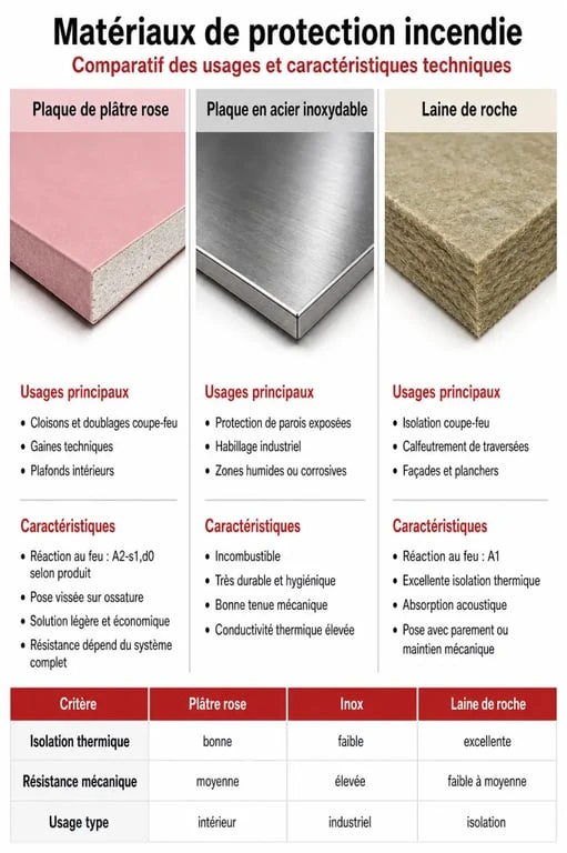 Comparatif des matériaux de protection incendie : plaque anti-feu, inox et laine de roche chez Brico Dépôt
