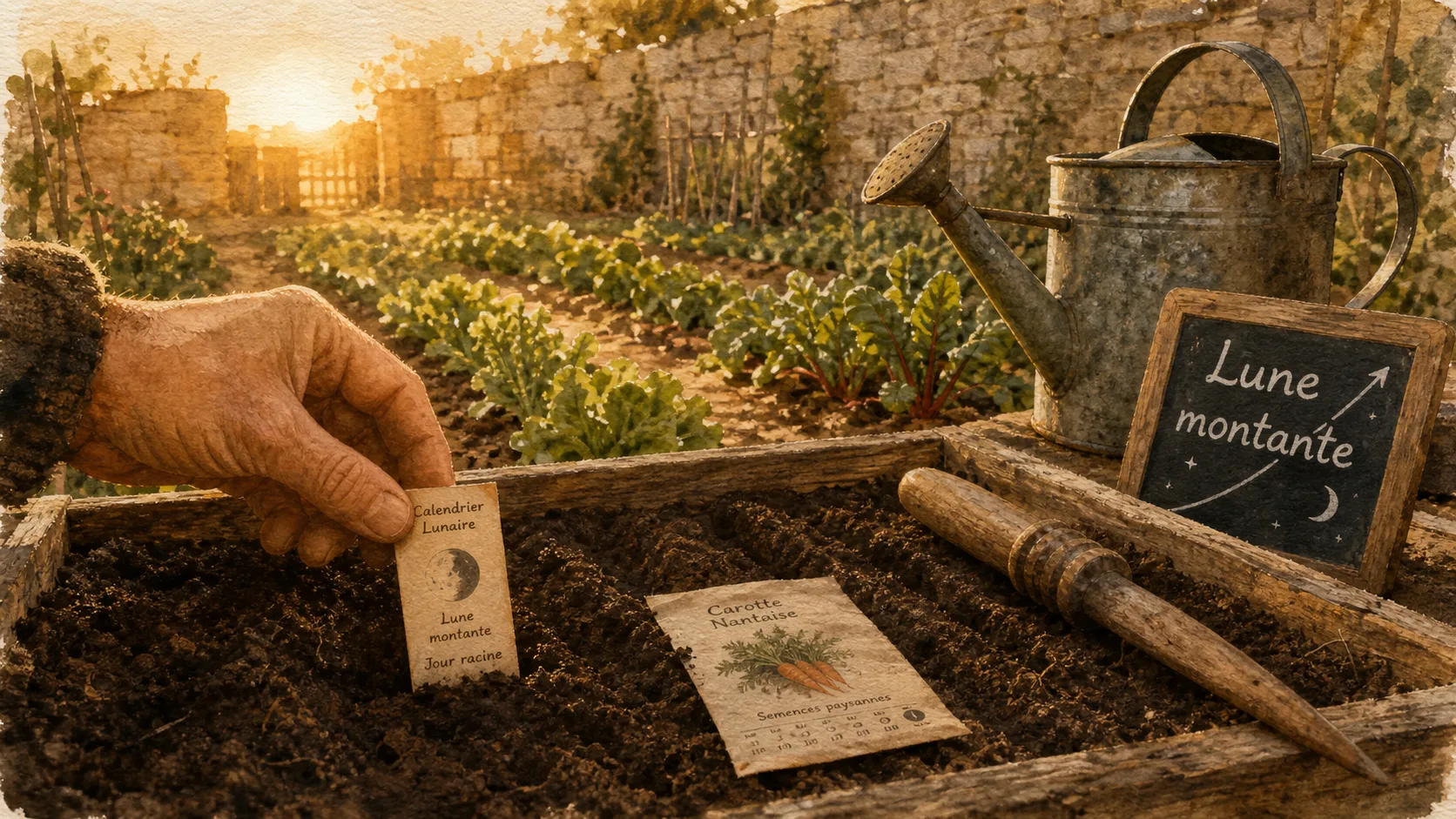 Jardiner avec la lune : semis au potager, étiquette calendrier lunaire