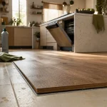 Parquet flottant dans une cuisine en chêne, humidité sous contrôle