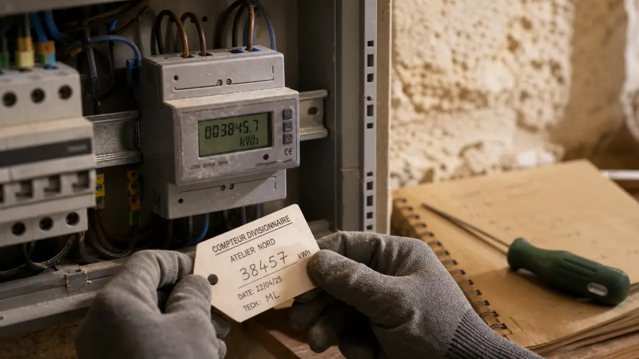 Sous compteur électrique, compteur divisionnaire dans un tableau électrique