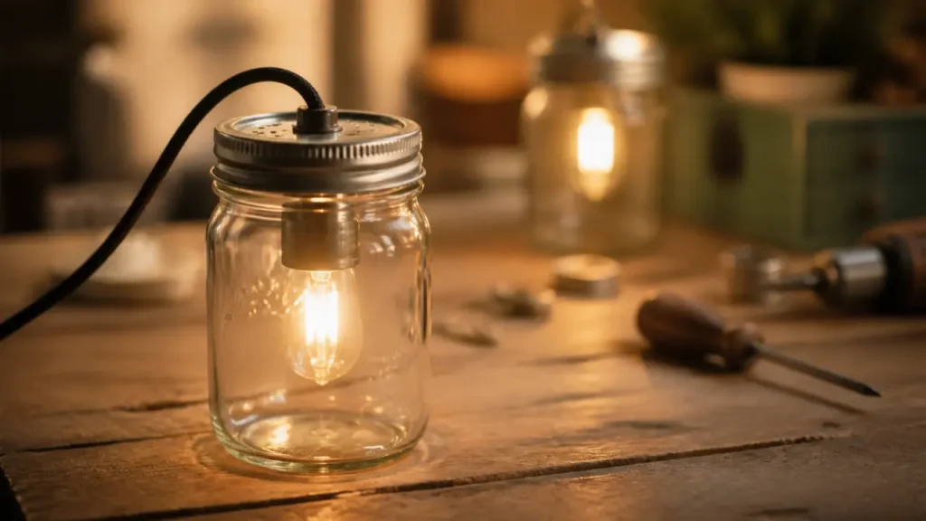Lampe DIY en bocal : matériel, étapes et sécurité pour un luminaire déco