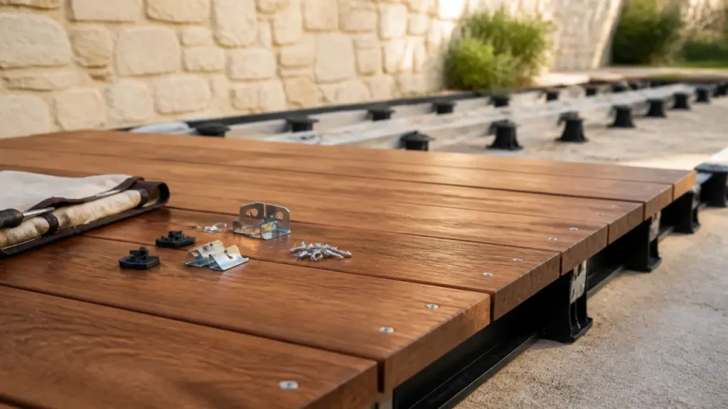 Kit terrasse : lames, lambourdes, plots et matériaux à comparer avant d’acheter