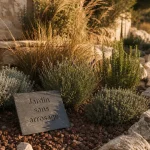 Plantes méditerranéennes sans arrosage en rocaille au plein soleil : lavande, thym, romarin