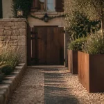 Aménagement paysager : jardin devant maison, entrée et allée