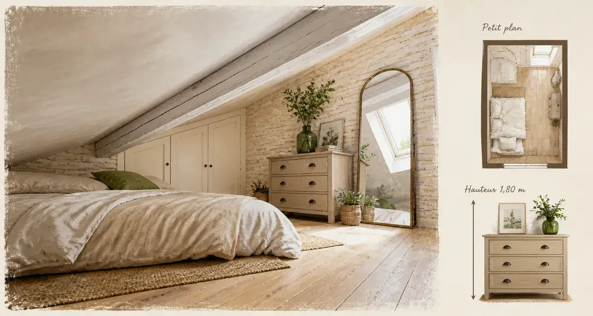 Chambre sous comble tres bas sous la barre 1,80 m