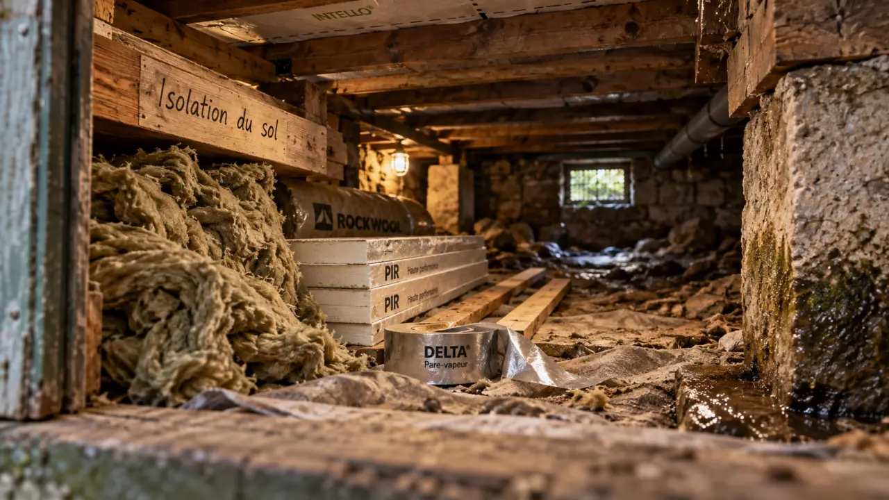 Isoler sol maison ancienne : plancher isolé, laine de roche et vide sanitaire