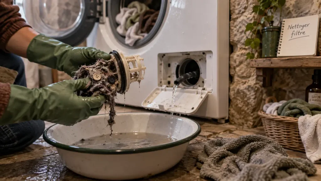 Ma machine à laver n’essore plus : panne coûteuse ou simple filtre bouché ?
