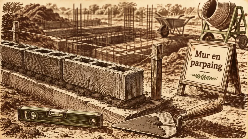 Monter un mur en parpaing sans erreur : fondations, aplomb et 10 blocs au m²