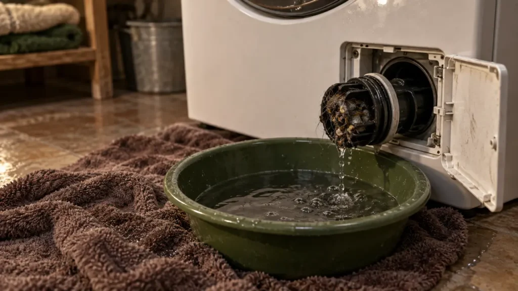 Nettoyer le filtre du lave-linge : le quart de tour qui évite la fuite