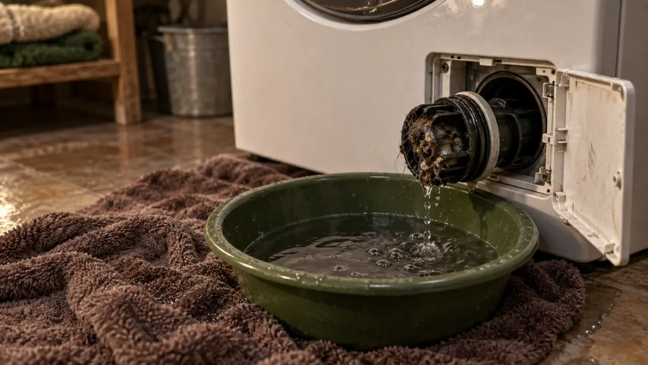 Nettoyer le filtre du lave linge : fuite évitée, filtre ouvert