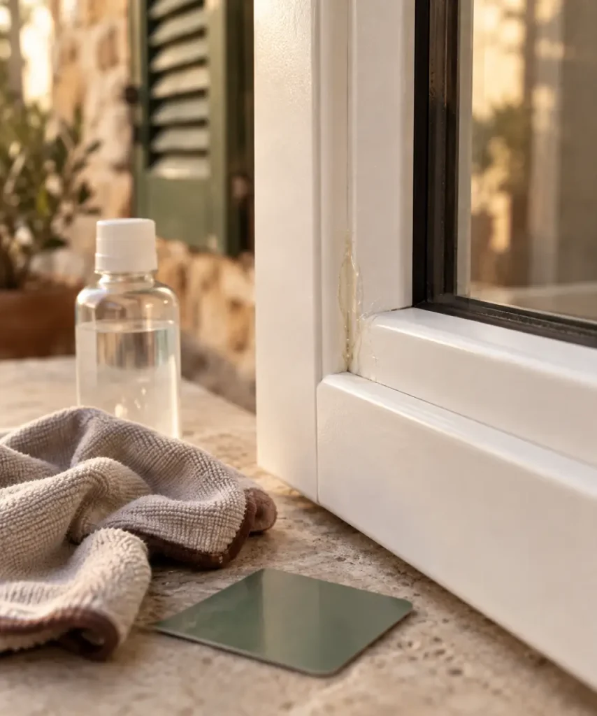 Enlever la colle sur une fenêtre PVC : pourquoi l’acétone peut ternir le cadre