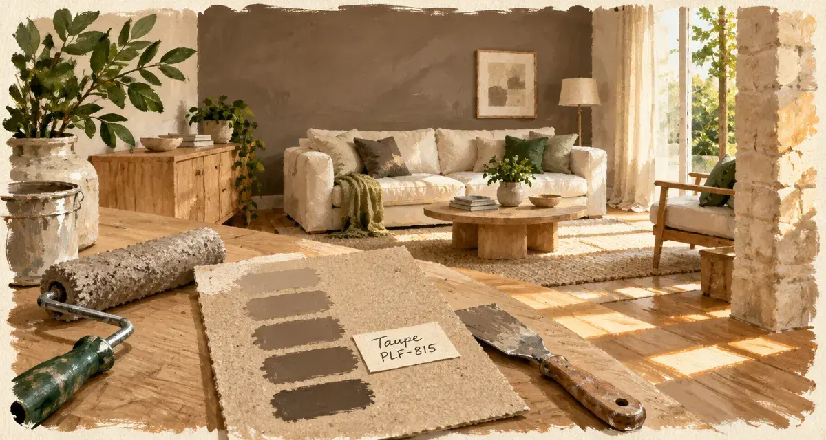 Peinture taupe sur mur mat, intérieur clair contemporain