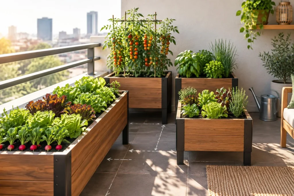 Potager de balcon : 85 kg par bac, 4 à 6 heures de soleil et les erreurs à éviter